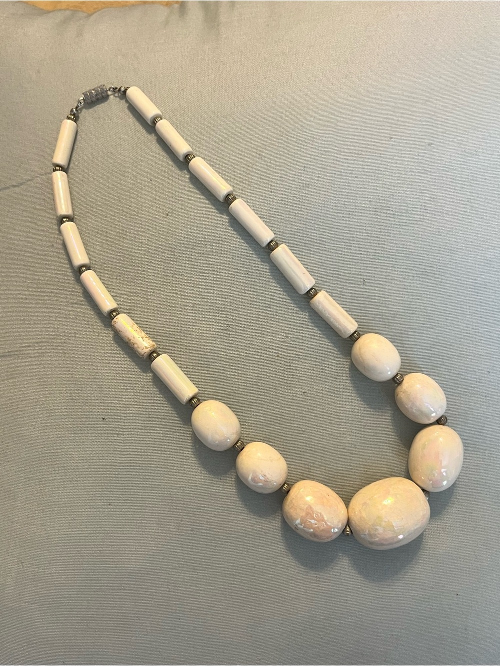 Vintage 90s Ivory Beaded Statement Necklace